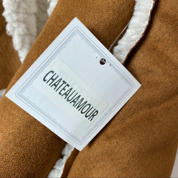 Chataeuamour Sz Medium faux suede leather sherpa women's sleeveless vest New - Picture 6 of 10